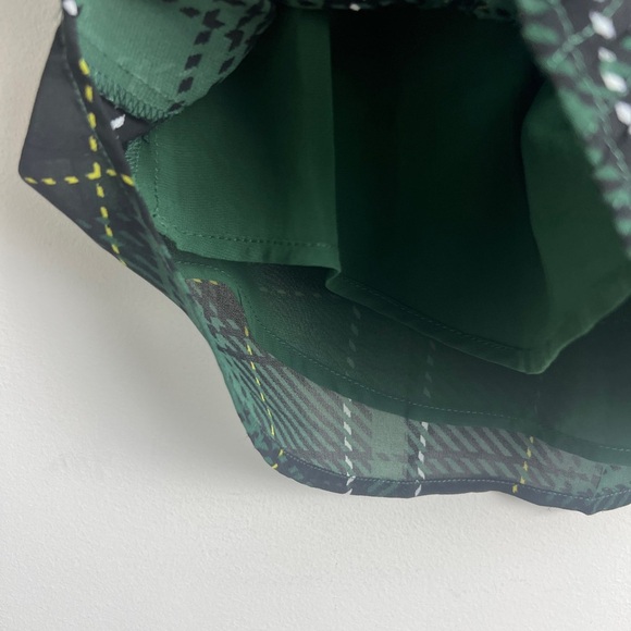 NEW Ann Taylor Petite Sz XS Green Plaid Ruffle Pintuck Sleeveless Blouse Top - Picture 7 of 10